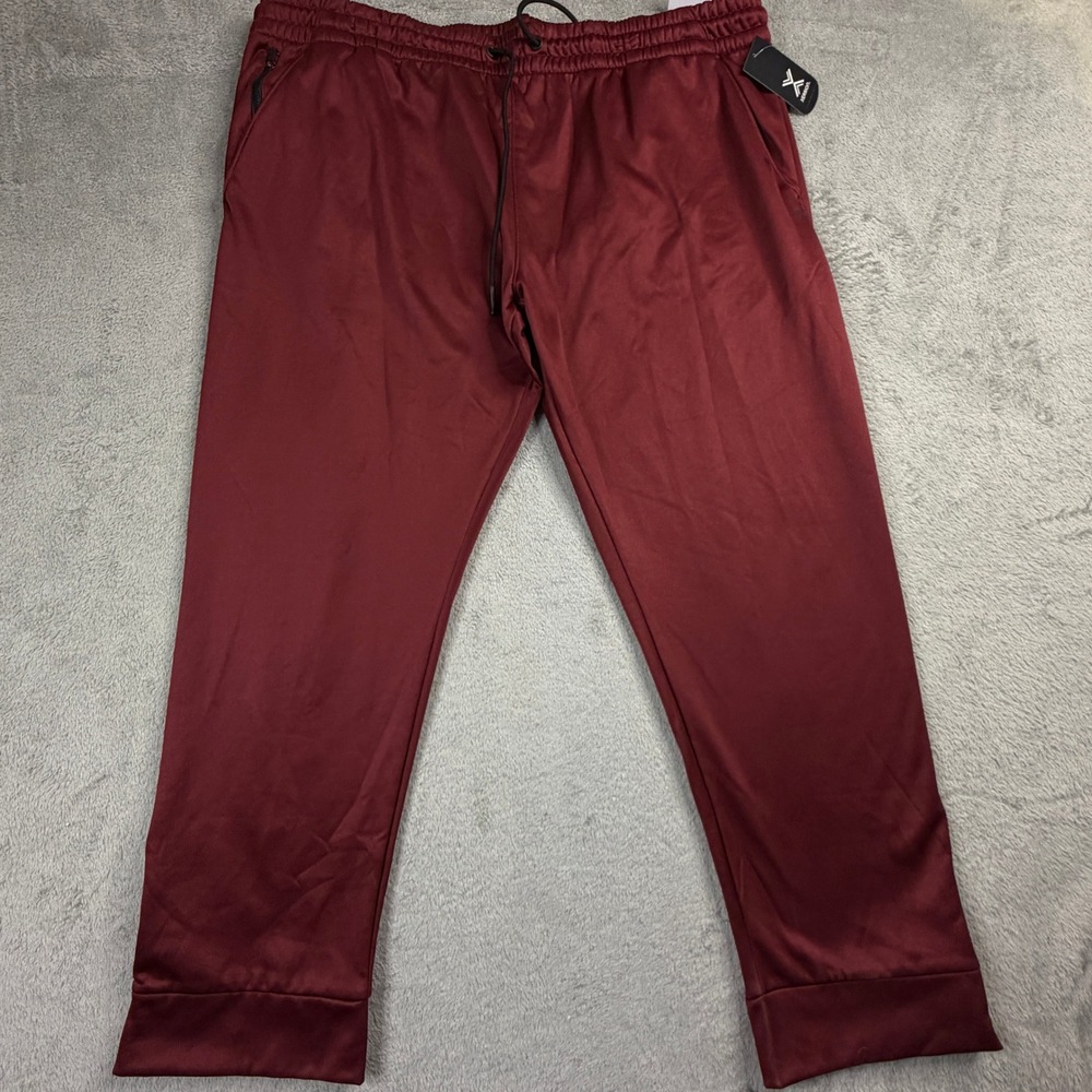 NWT Xersion Mens XXL Training Pants Cherry Truffle Red Brushed Int. Tapered Fit
